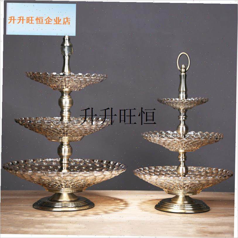 式水晶玻璃三层果盘架现代创意美式客厅L茶几家用多层双层水果盘,,餐饮具,果盆/果盘/果篮,淘宝优惠券,粉丝福利购,淘宝优惠卷