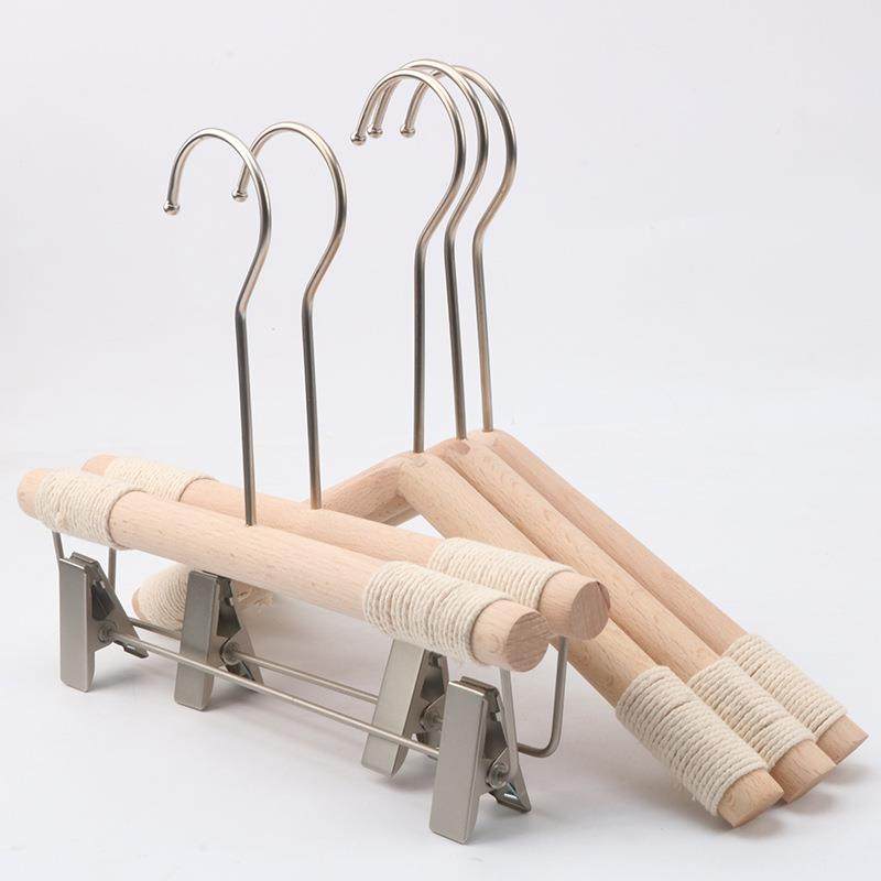 实木儿童衣架服装店多功能防滑裤架捆绳木质衣架子无痕包邮