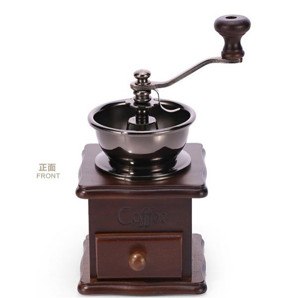 复古榉木手摇磨豆机 木磨手动咖啡研磨机 陶瓷芯磨粉机磨咖啡豆