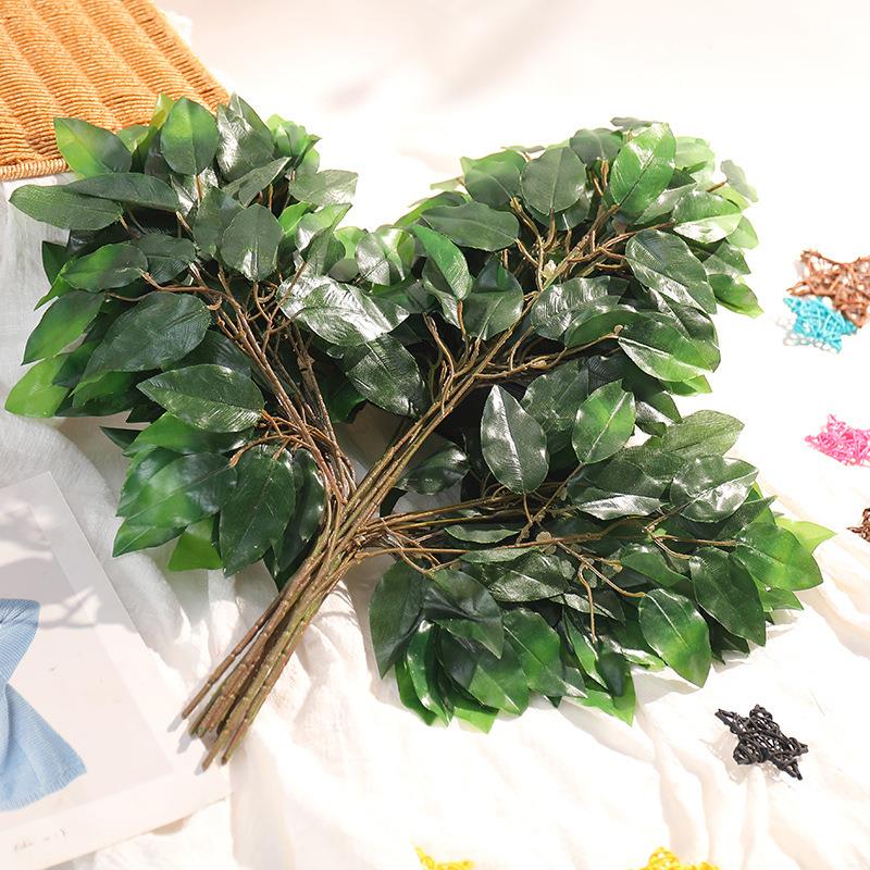 防火阻燃假树叶绿叶榕树叶竹叶商场工程造景装饰树枝植物仿真绿植