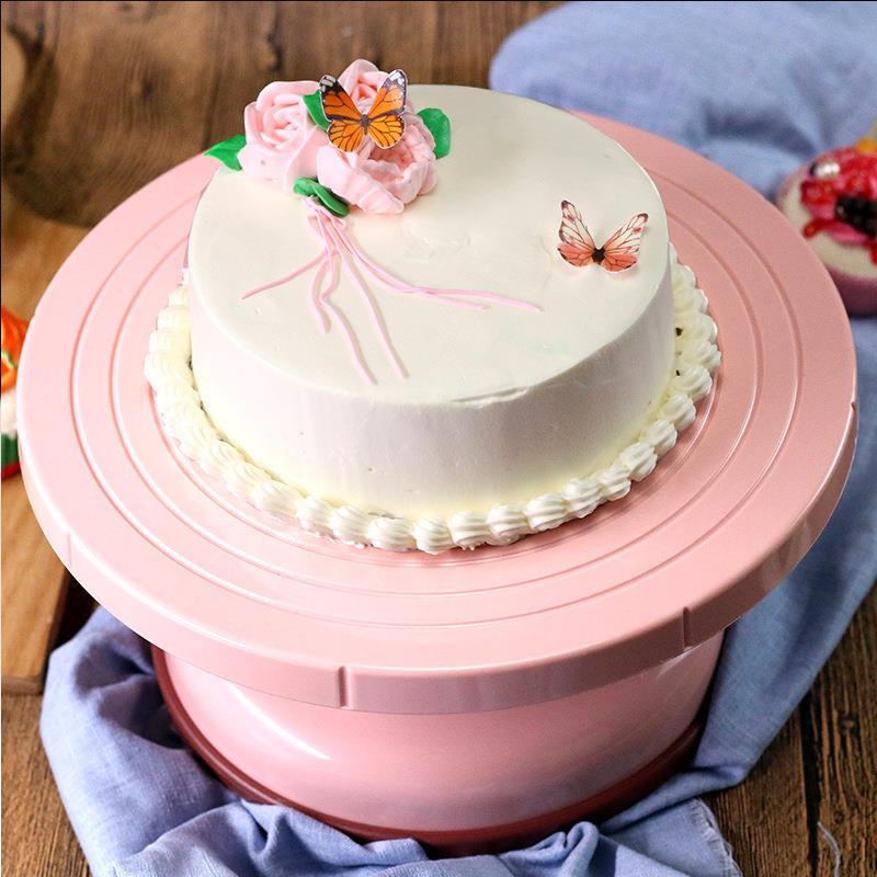 烘焙工具 DIY蛋糕高转台 粉红色塑料裱花台蛋糕模具 裱花蛋糕转盘