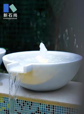 流水摆件水钵水景喷泉水系流水碗水盆循环瀑布池塘水池泳池可订制