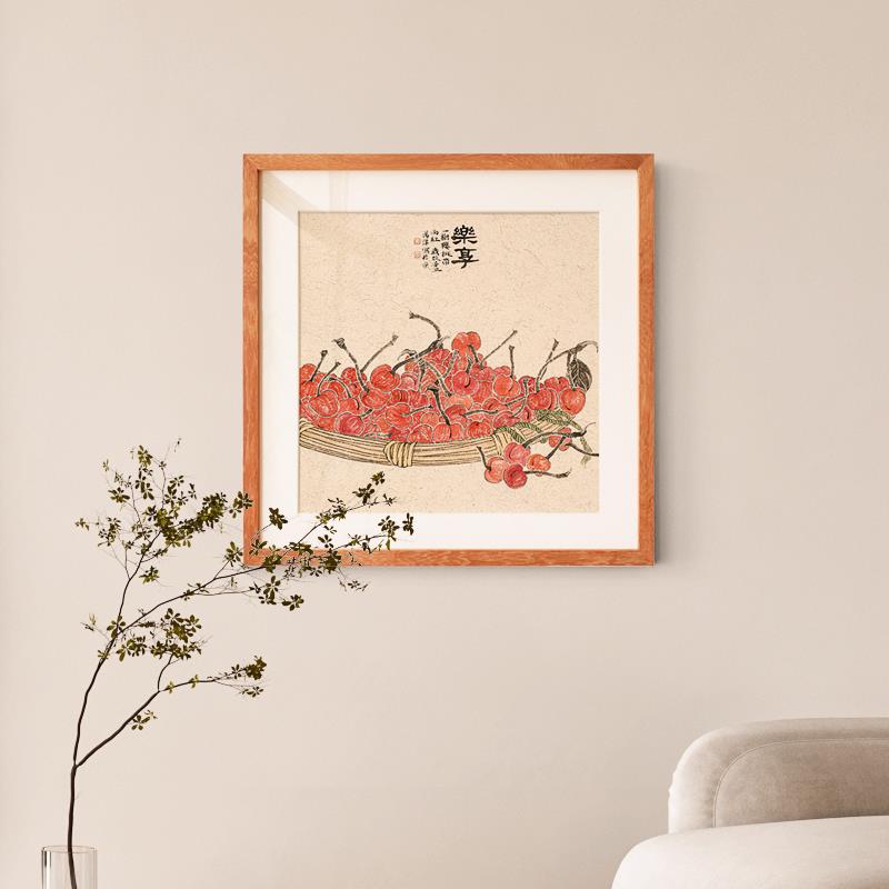 福寿新中式装饰画水墨佛手瓜餐厅方形双联茶室卧室禅意蔬菜小挂画图片