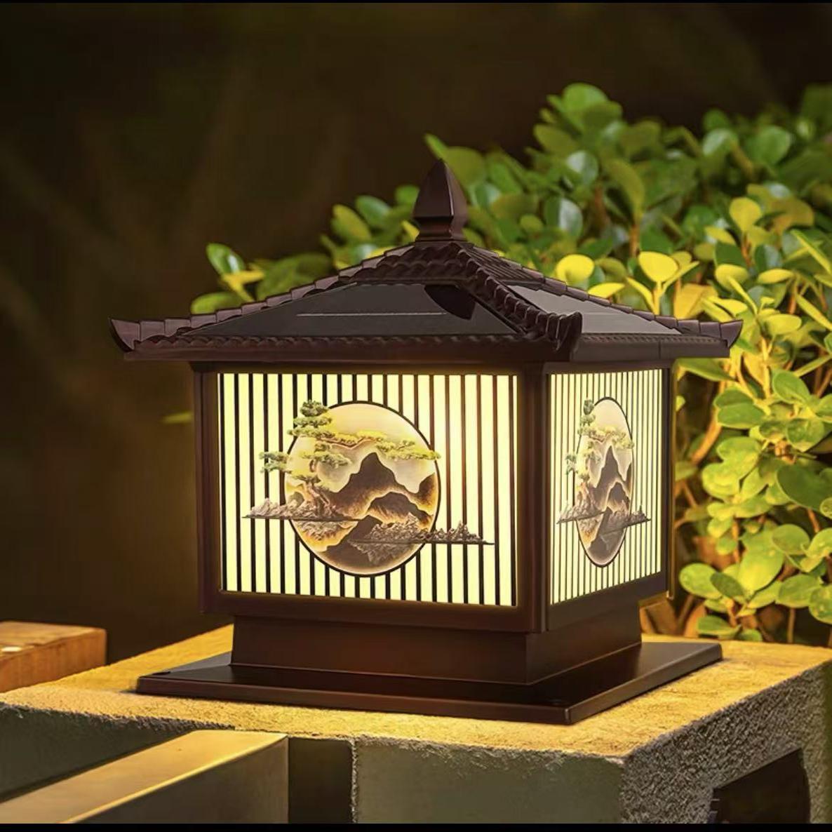 太阳能柱头灯防水铝合金大门灯