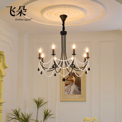 法式复古黑色中古水晶吊灯