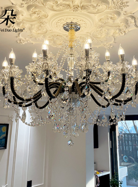 飞朵 法式水晶吊灯黑色复古风客厅灯卧室轻奢餐厅灯高档国补灯具