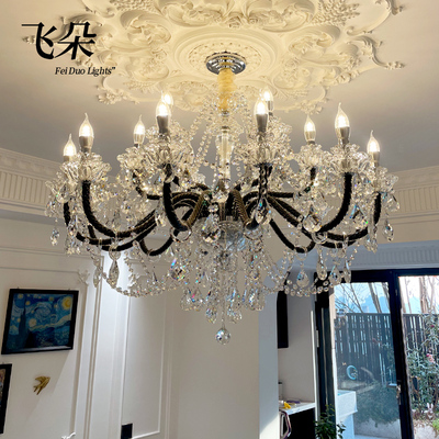 飞朵 法式水晶吊灯黑色复古风客厅灯卧室轻奢餐厅灯高档国补灯具