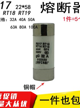 RO17熔断器22*58陶瓷保险丝管32A40A50A63A80A100A熔芯 RT18 RT14