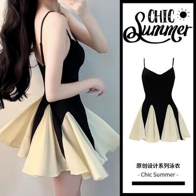 ChicSummer2025新款泳衣女连身裙式无袖海边度假显瘦性感泳装温泉