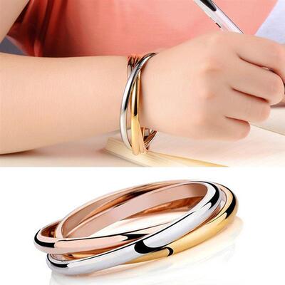 Women Bracelet Chains Stainless Steel 3 Color Set Bracelets