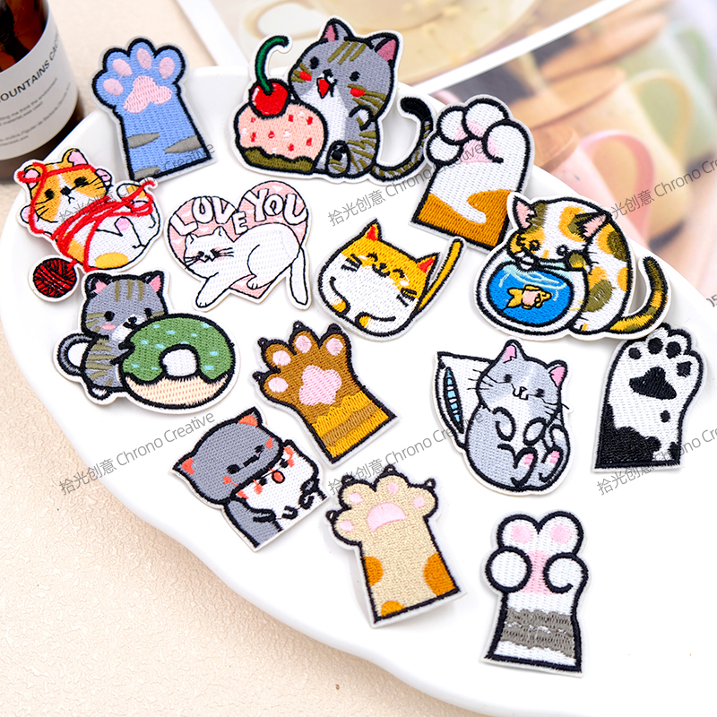 可爱猫咪猫爪子刺绣布贴