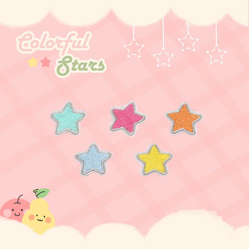 刺绣五角星蝴蝶结布贴