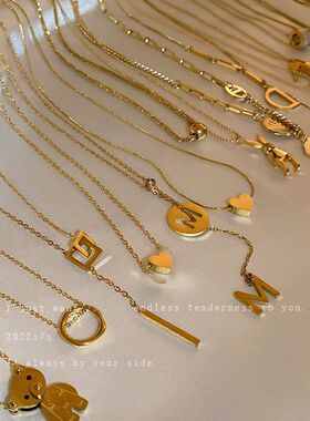 镶钻吊坠简约批发时尚风百搭项链坠韩国冷淡锁骨链项小熊几何项饰