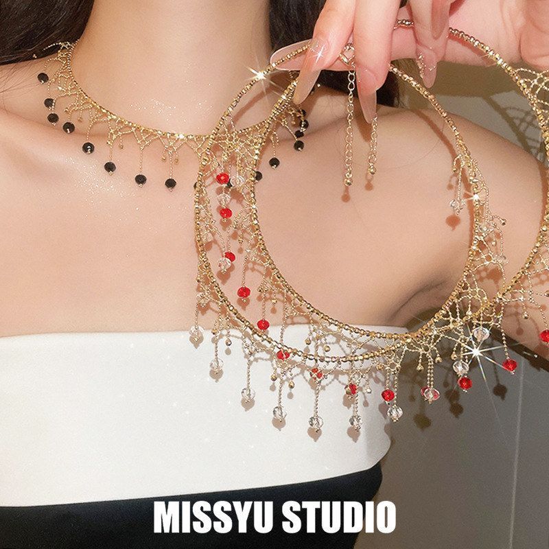 水晶绮饰高级感轻奢花边项圈女