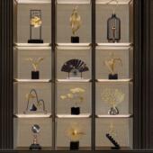 新中式 高端轻奢创意金属摆件玄关客厅酒柜博古架电视柜家居装 饰品