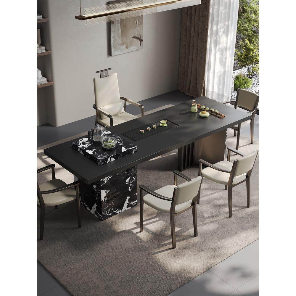 意式轻奢茶桌椅组合现代岩板茶台高级感大板茶台桌一桌五椅办公室,住宅家具,家用茶台/茶桌,淘宝优惠券,粉丝福利购,淘宝优惠卷