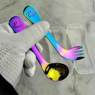 宝宝卡通汤勺饭勺304不锈钢西餐餐具儿童辅食勺餐叉练习吃饭勺子