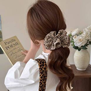 复古豹纹大肠发圈女气质高级感超大头绳扎头发秋冬发饰法式复古女