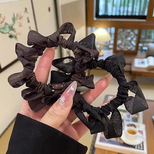 韩版布艺蝴蝶结发圈中长发马尾