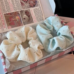 薄荷曼波绿大肠发圈女秋天侧马尾气质头绳韩系温柔满天星头花发饰