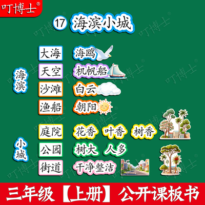 海滨小城板贴公开课板书贴