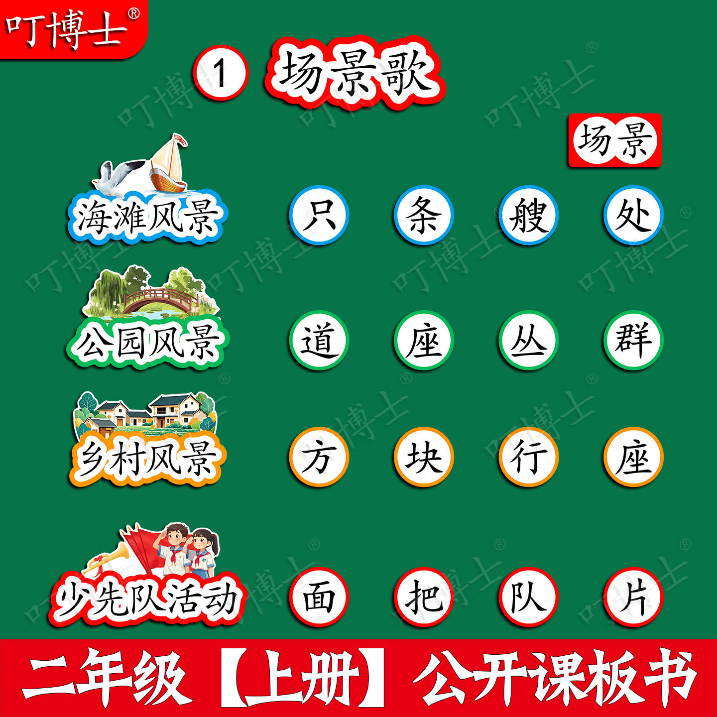 场景歌优质公开课教具板贴磁性贴