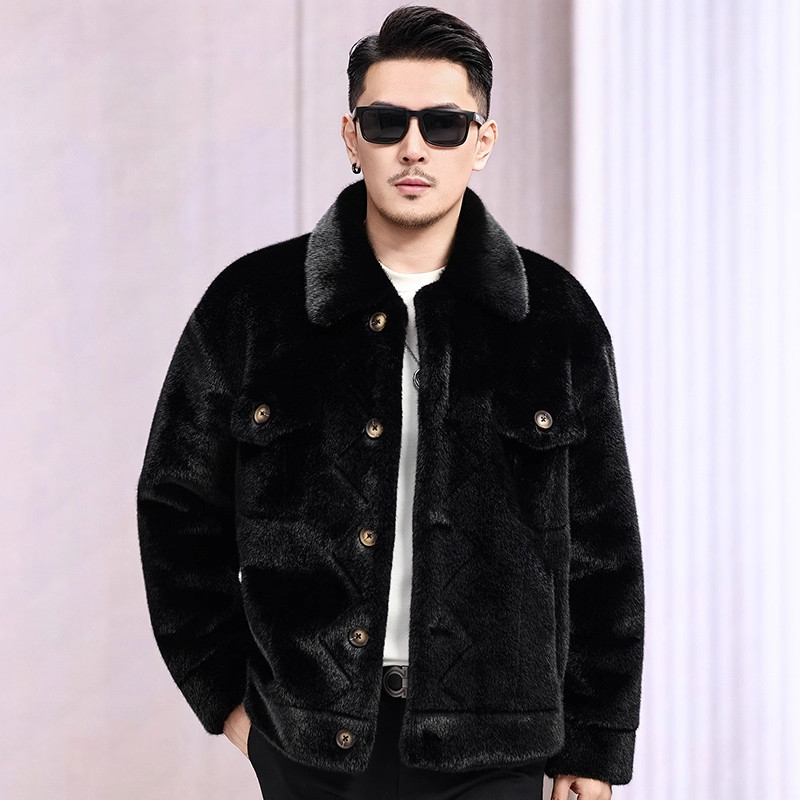 2025冬季黑色毛毛仿水貂皮草