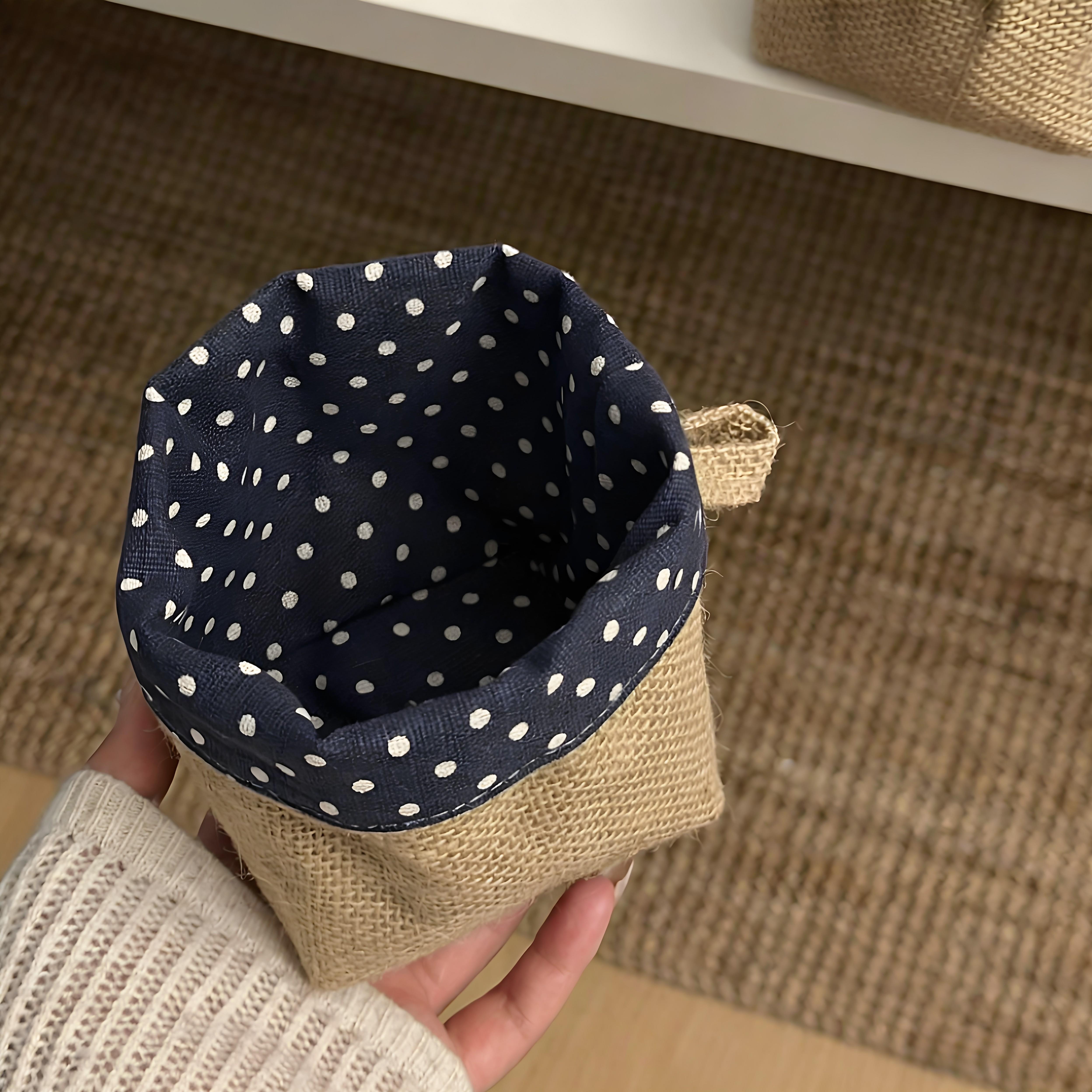 波点棉麻收纳袋挂式化妆刷收纳筐多功能宿舍家用整理置物袋小挂兜