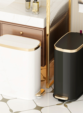垃圾桶家用2025新款不锈钢客厅轻奢厨房带盖脚踩高颜值卫生间厕所