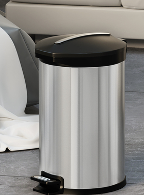 不锈钢圆形垃圾桶家用大号双层简约办公室厨房客厅卫生间轻奢商用
