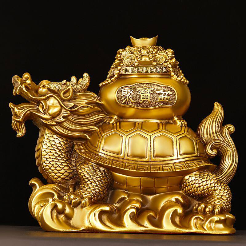 铜龙龟摆件家居聚宝盆龙龟护宅神龟门店桌面来财龙头龟回头龙龟
