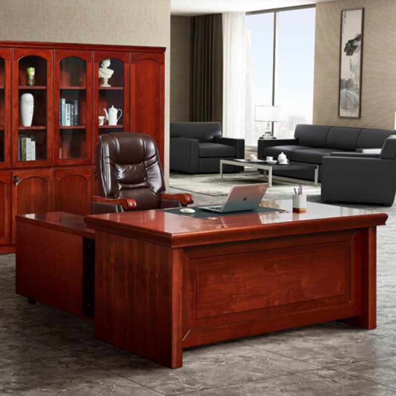 办公室老板单人桌简约现代油漆班台实木贴皮办公桌职员电脑桌子