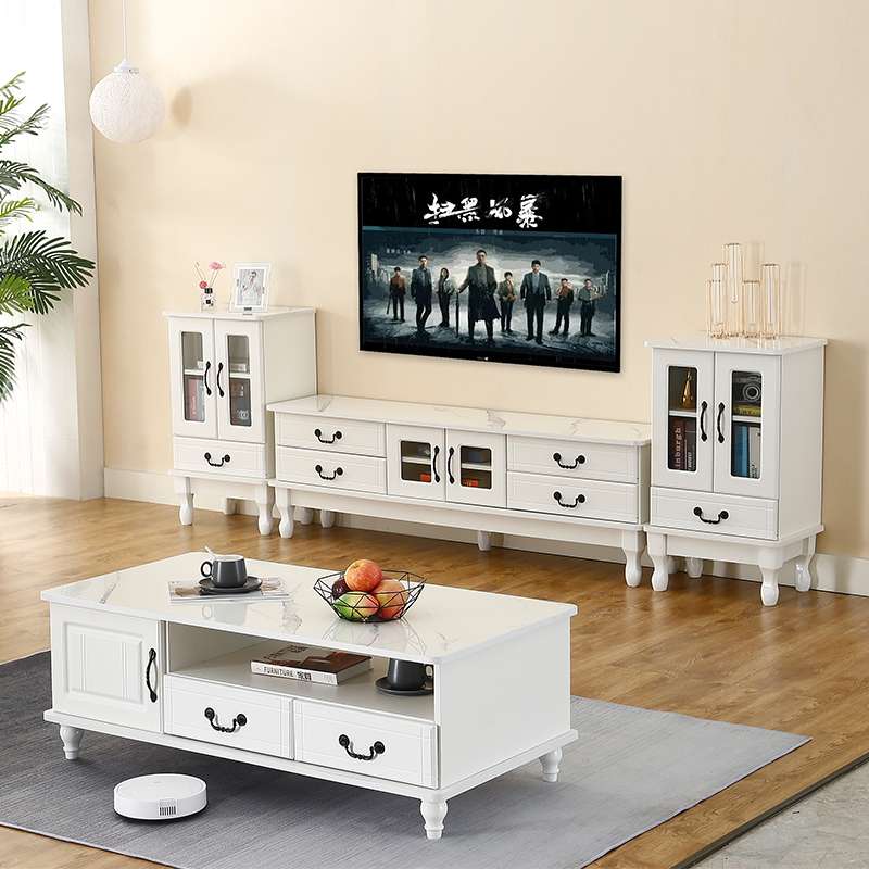 7W茶几电视柜组合现代简约小户型客厅家用新款欧式茶台圆角茶几桌