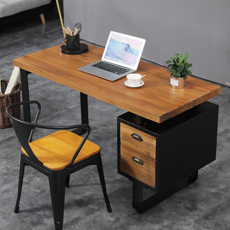 现代家用复古工业风办公桌实木台式电脑桌创意简约老板工作台书桌