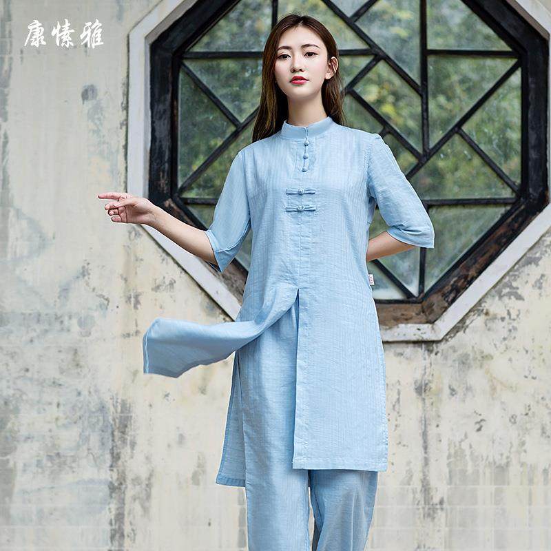 新品亚麻纯色瑜伽大师服两件套装打坐居士太极禅修服加大加宽大码,收纳整理,烫衣板及配件,淘宝优惠券,粉丝福利购,淘宝优惠卷