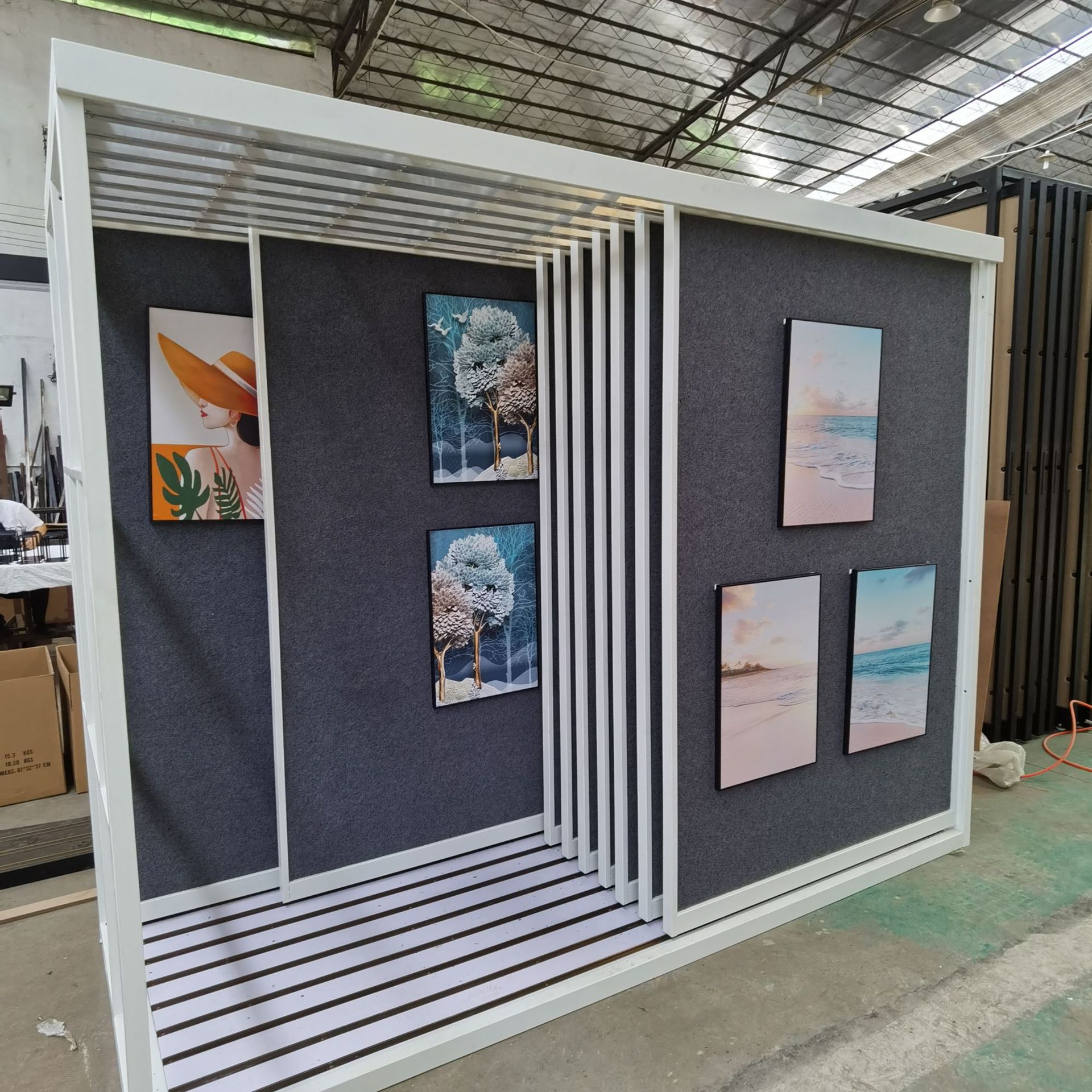 挂画展架抽拉书画样品展示架画框相框架子网格多功能立式落地式
