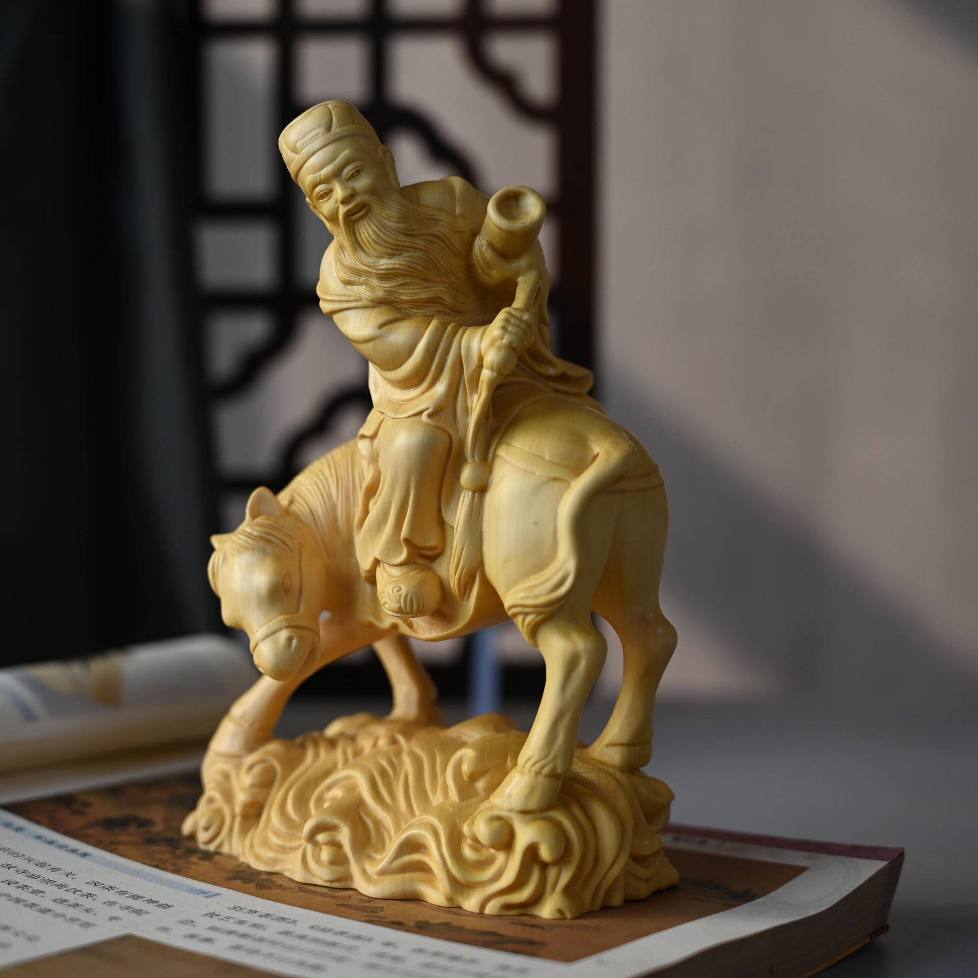 黄杨木八仙人物张果老木雕摆件创意木质工艺品办公摆饰实木雕刻