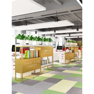 网红隔断置物架办公室装饰花架铁艺落地矮隔断屏风卡位展示架书架