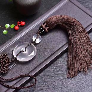 浩澜水晶天然奶白晶平安扣车挂包挂居室挂饰品搭配手工如意结流苏