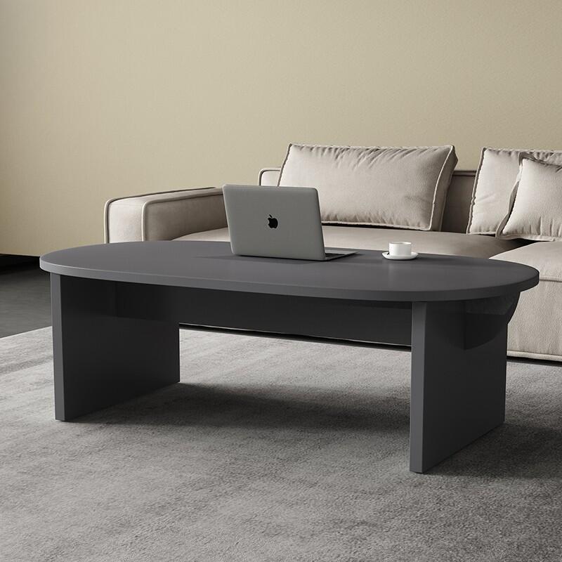 简易北欧设计师茶几小户型黑色桌子椭圆形家用简约中古民宿小桌子