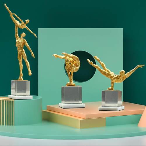 北欧创意书房摆件瑜伽人物摆设工艺品客厅家居饰品电视柜桌面玄关