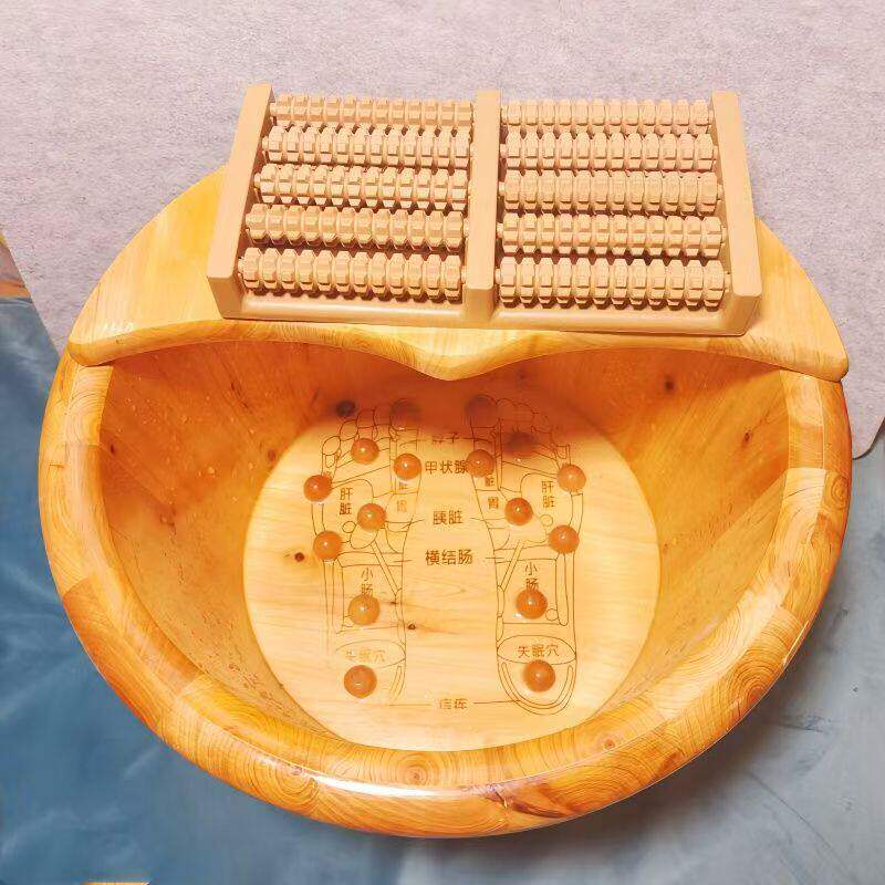家用香柏木足浴泡脚木桶保温洗脚盆实木实木盆加热养生可移动按摩