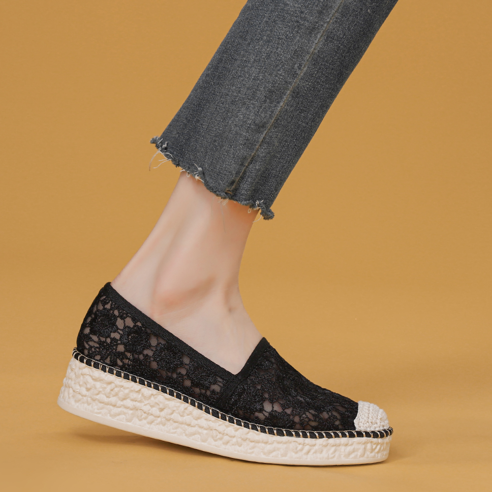 中客小香风渔夫鞋女浅口平底透气