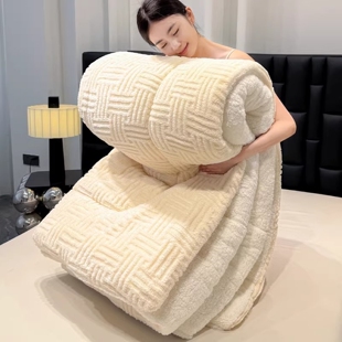 日本精工冬季加厚毛毯牛奶绒羊羔绒被子冬被加绒保暖宿舍棉被盖毯