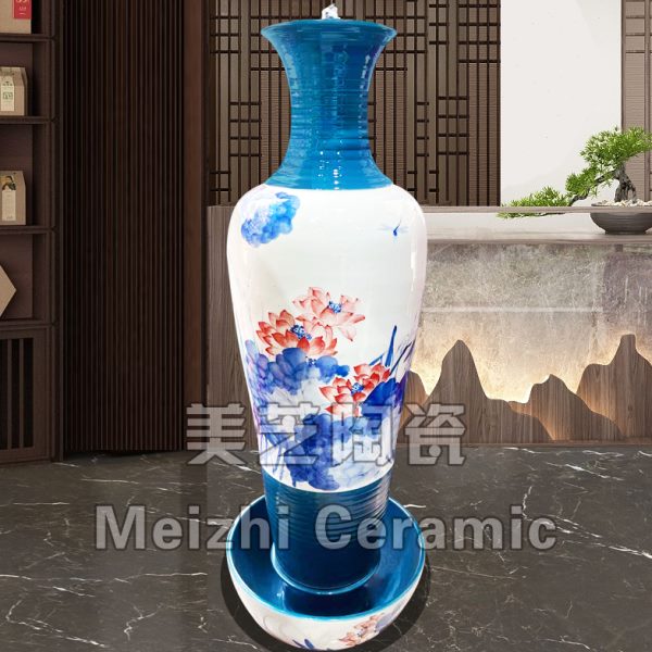 瓷加湿器造景招财系流水水景陶罐大花瓶会所摆件水别墅喷泉中式缸