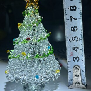 圣诞节圣诞树礼山东淄博琉璃特产拉丝彩绘透明纯手工玻璃工艺摆件