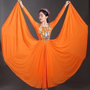 720度大摆裙新疆舞蹈服演出服雪纺艾德莱斯连衣裙维族广场舞长裙