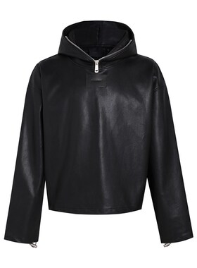 OUTOF - 款号96 立体廓形皮衣套衫美式连帽皮卫衣