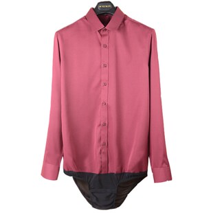 男士工装冬季带裆衬衫职业连体衬衣弹力修身工装白色正装长袖加绒