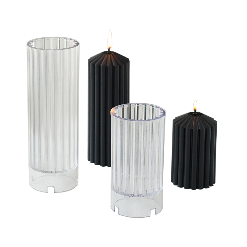 尖顶条纹压克力PC模具 香薰蜡烛diy粗齿条圆柱形蜡烛模具